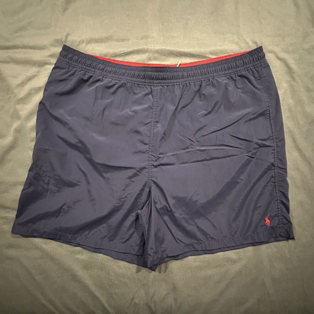 Vintage 90s Polo Ralph Lauren Board Shorts Mens 3XB Big Swim Trunks Navy Beach